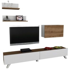mobila living comoda tv wooden art alb nuc/37338/revista/56 37338