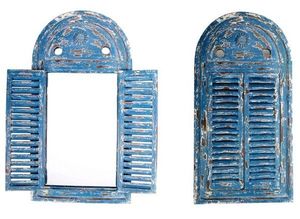 oglinda lemn antichizat cu obloane albastru/37611/revista/56 37611